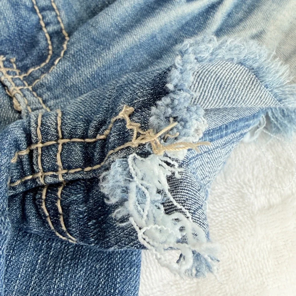 Forever 21 Crochet Denim Shorts Cutoff Distressed High Rise Festival Coquette 29